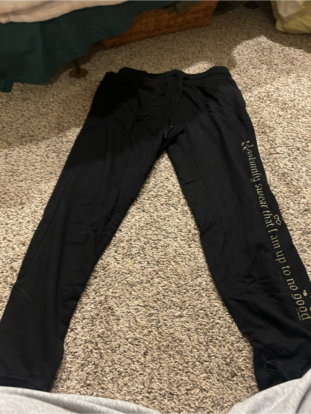 Women’s Black Jogger Sweatpants with Side Script